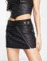 ASOS DESIGN washed faux leather biker skirt in black co-ord Черный, 44 - фото #1