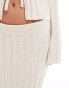 ASOS DESIGN lounge knitted tie front cardi & skirt set in cream