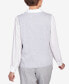 ფოტო #2 პროდუქტის Petite Isn't It Romantic Collar Layered Imitation Pearl Trim Sweater