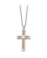 Polished Rose IP-plated Cross Pendant on a Cable Chain Necklace