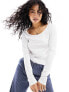 Фото #1 товара Vero Moda soft scoop neck long sleeve top in white