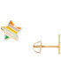 ფოტო #3 პროდუქტის Children's Striped Enamel Star Stud Earrings in 14k Gold