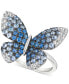 ფოტო #1 პროდუქტის Denim Ombré (1-3/4 ct. t.w.) & White Sapphire (1/3 ct. t.w.) Butterfly Ring in 14k White Gold