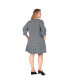 Plus Size Pullover 3/4 Sleeve Flounce Pleated Midi Hem Dress