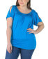 ფოტო #2 პროდუქტის Plus Size Short Sleeve Split Shoulder Top