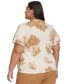 Фото #2 товара Plus Size Printed Double-Tiered V-Neck Top