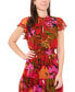 ფოტო #3 პროდუქტის Petite Floral Smocked-Waist Flutter-Sleeve Dress