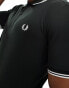 Fred Perry twin tipped logo polo in green grün, M - фото #2