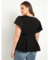 ფოტო #1 პროდუქტის Plus Size Flare Sleeve Peplum Top