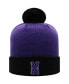 Фото #1 товара Men's Purple and Black Northwestern Wildcats Core 2-Tone Cuffed Knit Hat with Pom