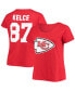 Фото #1 товара Women's Plus Size Travis Kelce Red Kansas City Chiefs Name Number V-Neck T-shirt