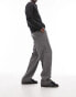 Фото #1 товара Topman wide leg wool mix herringbone trousers in grey