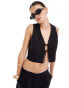 Фото #1 товара Mango linen mix tie front co-ord waistcoat in black