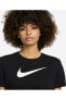 Фото #3 товара Футболка Nike Dri Fit Tee Swoosh женская черная из хлопкового трикотажа