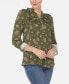 ფოტო #3 პროდუქტის Women's Pleated Leaf Print Blouse