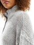 ASOS DESIGN half button blanket stitch jumper in grey