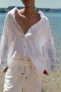 LINEN SHIRT WITH EMBROIDERED SLEEVES