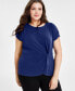 Plus Size Crewneck Twist-Detail Top, Created for Macy's