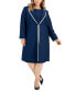 Plus Size Jacquard Sheath Dress Suit