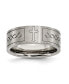 ფოტო #1 პროდუქტის Titanium Brushed Cross Design Flat Wedding Band Ring