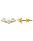 ფოტო #2 პროდუქტის 14K Gold-Plated Crystal Imitation Pearl Bar V-Earrings