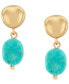 ფოტო #1 პროდუქტის Turquoise & Nugget Sculptural Drop Earrings in 14k Gold