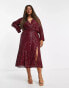 Фото #2 товара ASOS DESIGN Curve embellished drape detail midi dress with button detail in berry