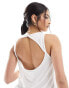 Armani EA7 centre logo mesh shoulder racer vest in white weiß, XS - EU 36 - фото #1