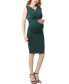 ფოტო #3 პროდუქტის Maternity Scalloped V-Neck Midi Dress