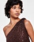 Фото #6 товара Women's Sequined One-Shoulder Side-Twist Gown