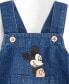 Фото #3 товара Baby Boys Mickey Mouse T-Shirt & Woven Denim Shortall, 2 Piece Set