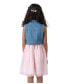 ფოტო #3 პროდუქტის Toddler & Little Girls Denim Vest and Embroidered Dress Outfit, 2 PC