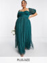 Фото #1 товара Anaya With Love Plus tie back dress in emerald green - MGREEN