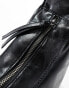 Pull&Bear medium faux leather shopper in black