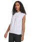 Women's Pleated-Keyhole High-Neck Sleeveless Top