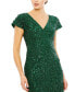 Фото #3 товара Women's Sequined Short Sleeve Wrap Over Cocktail Dress
