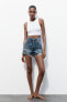 Trf high-waist denim ripped shorts