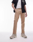 Topman smart compact cotton straight leg trouser in stone Серый, W32 Regular - фото #2