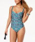 Фото #1 товара La Blanca Tuvalu Tapa Printed Tummy-Control Sz. 6 One-Piece Swimsuit 150071