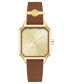 Фото #1 товара Women's Quartz Square Brown Faux Leather Band Watch, 27mm