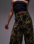 Фото #4 товара Topshop smudge print sheer crinkle trouser in green