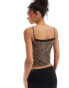 New Look lace trim bow vest in leopard print