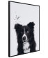 "Border Collie" Pet Paintings on Printed Glass Encased with A Black Anodized Frame, 24" x 18" x 1"