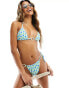 Фото #2 товара The Frolic matira retro heart print triangle bikini top in blue and green