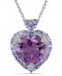 ფოტო #1 პროდუქტის Amethyst Tanzanite and Diamond Accent Heart Necklace