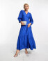 Y.A.S dobby jacquard cut out maxi dress in bright blue