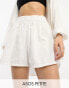 ASOS DESIGN Petite textured beach short co-ord in white US 00 - фото #2