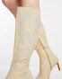 ASOS DESIGN Chai dragon embroidery knee boot in off white