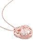 ფოტო #5 პროდუქტის White Topaz Heart Lock & Key 18" Pendant Necklace in Sterling Silver & 18k Rose Gold-Plate