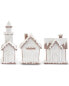 K&K Interiors Set Of 3 Glittered Frosted Gingerbread Houses White